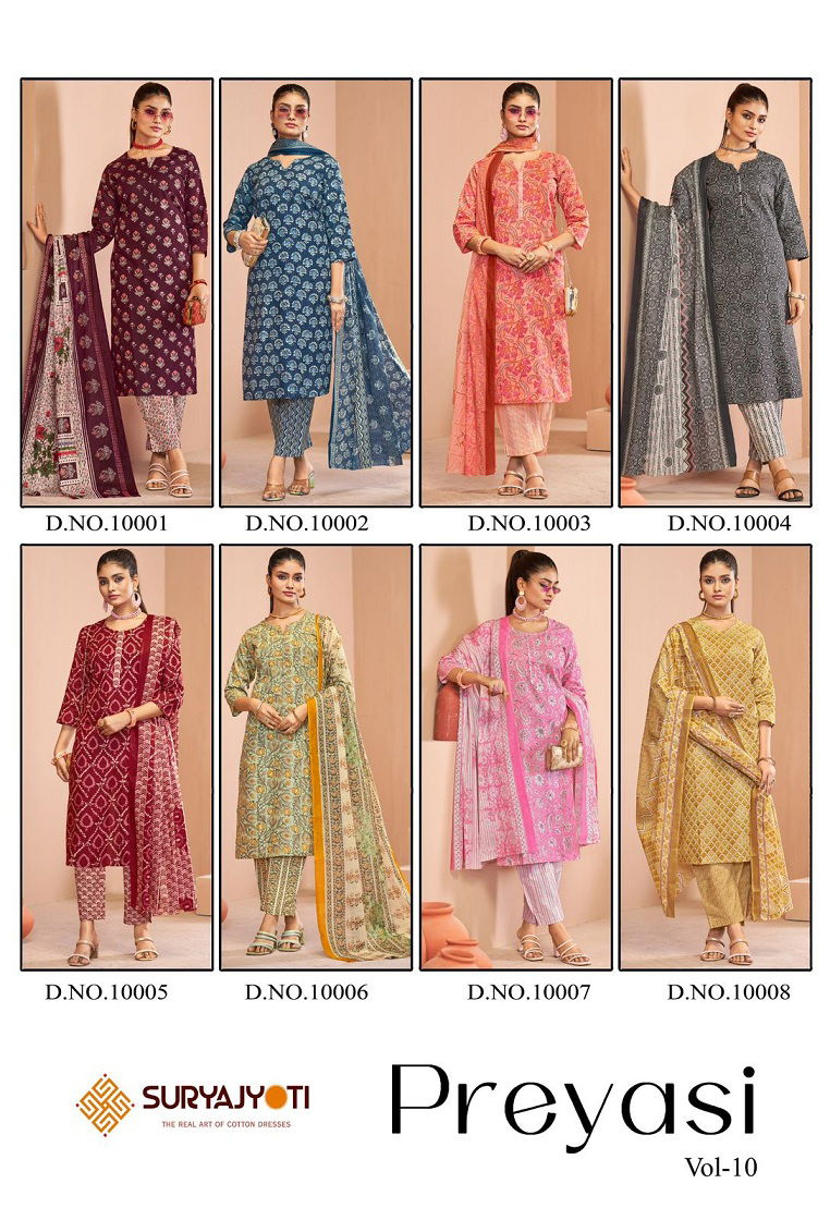 Preyasi Vol 10 By Suryajyoti Printed Cotton Kurti With Bottom Dupatta Wholesale Suppliers In Mumbai

